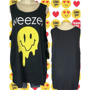 Weezer Torrid + 5 Black Melting Smiley Face Band Graphic Crew Neckline Tank Top